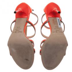 مملوكة مسبقًا Jimmy Choo Neon Orange Thistle Sandals Size 38.5