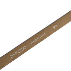 Pre Owned Jimmy Choo Blue Suede Crystal Embellished Blossom Skinny Belt 90 CM