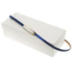 Pre Owned Jimmy Choo Blue Suede Crystal Embellished Blossom Skinny Belt 90 CM
