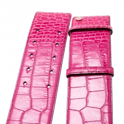 Pre Owned Jimmy Choo Pink Croc Embossed Leather Waist Belt 85CM