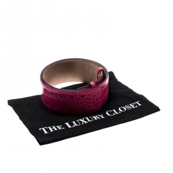 Pre Owned Jimmy Choo Pink Croc Embossed Leather Waist Belt 85CM