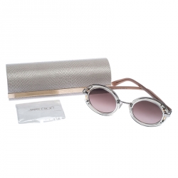 مملوكة مسبقًا نظارة شمسية جيمي تشو GEMS مرصعة كريستال متدرجة بلاديوم/بنية مستديرة