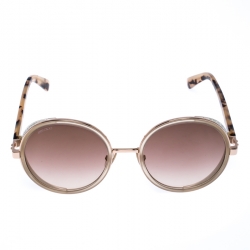 Pre Owned Jimmy Choo Giittered Copper Gold/Pink Gradient Gold Mirrored ANDIE/S Round Sunglasses