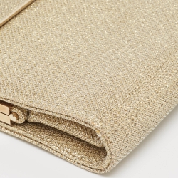 Pre Owned Jimmy Choo Gold/Silver Lurex Fabric Cayla Clutch