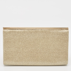 Pre Owned Jimmy Choo Gold/Silver Lurex Fabric Cayla Clutch