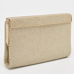 Pre Owned Jimmy Choo Gold/Silver Lurex Fabric Cayla Clutch