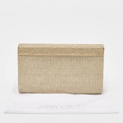 Pre Owned Jimmy Choo Gold/Silver Lurex Fabric Cayla Clutch