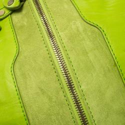 Pre Owned حقيبة يد جيمي تشو مونا سويدي وجلد خضراء نيون