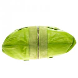 Pre Owned حقيبة يد جيمي تشو مونا سويدي وجلد خضراء نيون