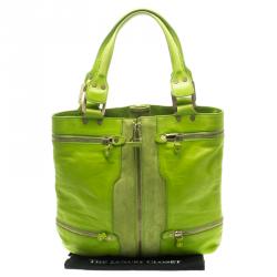 Pre Owned حقيبة يد جيمي تشو مونا سويدي وجلد خضراء نيون