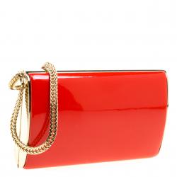 مملوكة مسبقًا Jimmy Choo Red Patent Leather Carmen Chain Wristlet Clutch