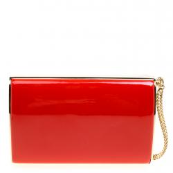 مملوكة مسبقًا Jimmy Choo Red Patent Leather Carmen Chain Wristlet Clutch