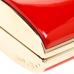 مملوكة مسبقًا Jimmy Choo Red Patent Leather Carmen Chain Wristlet Clutch