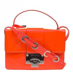 Jimmy Choo Neon Orange Patent Leather Rebel Crossbody Bag