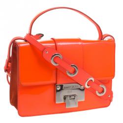 Jimmy Choo Neon Orange Patent Leather Rebel Crossbody Bag