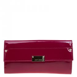 Pre Owned Jimmy Choo Burgundy Patent Leather Reese Clutch