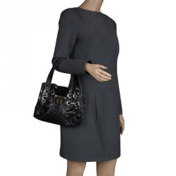 Jimmy Choo Black Python Embossed Leather Mini Riki Tote