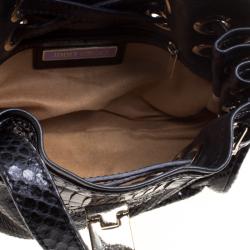 Jimmy Choo Black Python Embossed Leather Mini Riki Tote