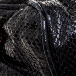 Jimmy Choo Black Python Embossed Leather Mini Riki Tote
