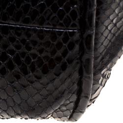 Jimmy Choo Black Python Embossed Leather Mini Riki Tote