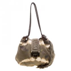 Jimmy Choo Green/White Ombre Python Embossed Leather & Python Trim Hobo