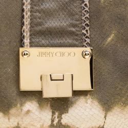 Jimmy Choo Green/White Ombre Python Embossed Leather & Python Trim Hobo