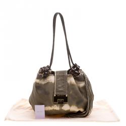 Jimmy Choo Green/White Ombre Python Embossed Leather & Python Trim Hobo