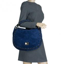 Pre Owned Jimmy Choo Pacific Suede 'Sky' Snakeskin Detail Large Hobo