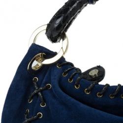 Pre Owned Jimmy Choo Pacific Suede 'Sky' Snakeskin Detail Large Hobo