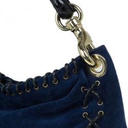 Pre Owned Jimmy Choo Pacific Suede 'Sky' Snakeskin Detail Large Hobo