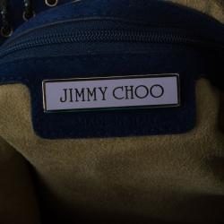 Pre Owned Jimmy Choo Pacific Suede 'Sky' Snakeskin Detail Large Hobo