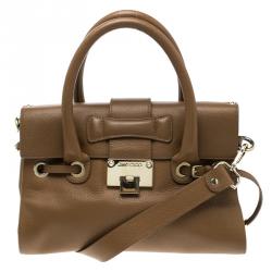 Jimmy Choo Brown Leather Small Rosalie Top Handle Bag
