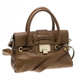 Jimmy Choo Brown Leather Small Rosalie Top Handle Bag