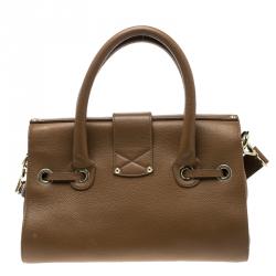 Jimmy Choo Brown Leather Small Rosalie Top Handle Bag