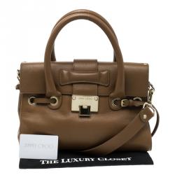 Jimmy Choo Brown Leather Small Rosalie Top Handle Bag