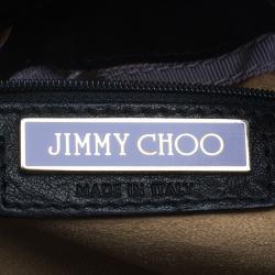 Pre Owned Jimmy Choo Black Leather Python Trim Riki Stamped Shoulder Bag