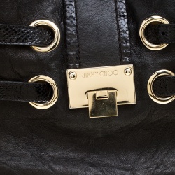 Pre Owned حقيبة يد جيمي تشو ريكي جلد لامعة سوداء