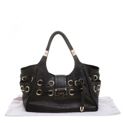 Pre Owned حقيبة يد جيمي تشو ريكي جلد لامعة سوداء