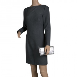 مملوكة مسبقًا حقيبة كلتش جيمي تشو جلد رصاصي/فضي ميتاليك