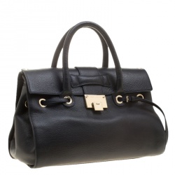 Jimmy Choo Navy Blue Grainy Leather Rosalie Top Handle