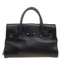 Jimmy Choo Navy Blue Grainy Leather Rosalie Top Handle