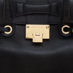 Jimmy Choo Navy Blue Grainy Leather Rosalie Top Handle