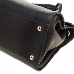 Jimmy Choo Navy Blue Grainy Leather Rosalie Top Handle
