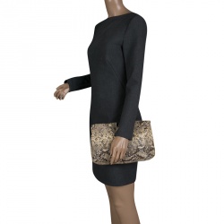 Jimmy Choo Beige Python Star Studded Clutch