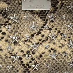 Jimmy Choo Beige Python Star Studded Clutch