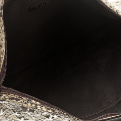 Jimmy Choo Beige Python Star Studded Clutch