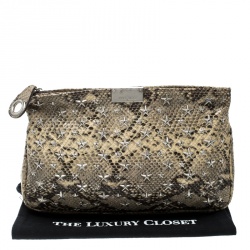 Jimmy Choo Beige Python Star Studded Clutch