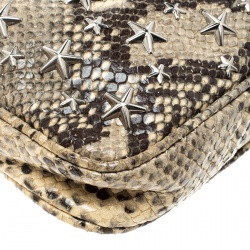 Jimmy Choo Beige Python Star Studded Clutch