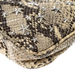 Jimmy Choo Beige Python Star Studded Clutch