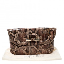 مملوكة مسبقًا Jimmy Choo Brown Python Jasmine Clutch